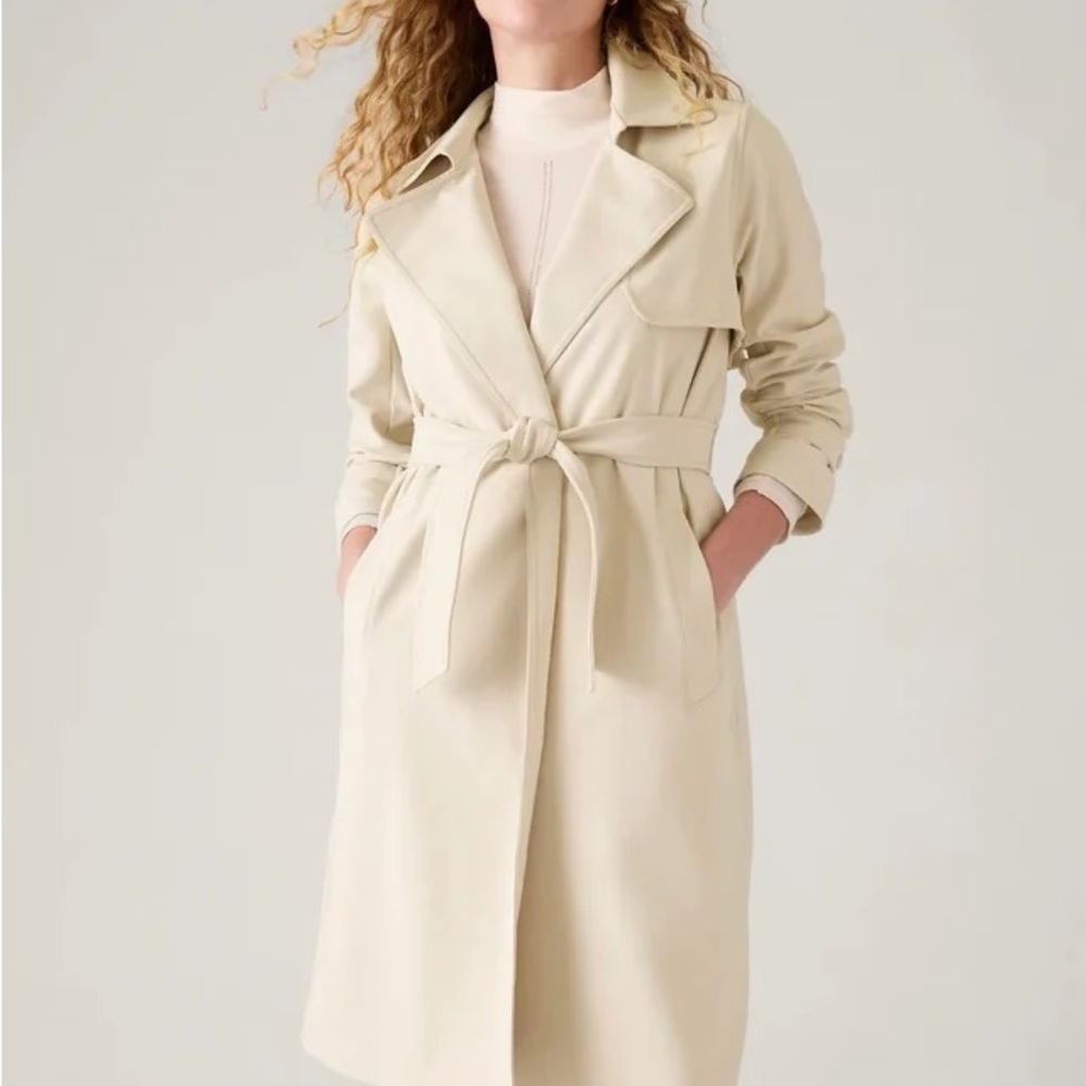 Athleta cream trench coat size large